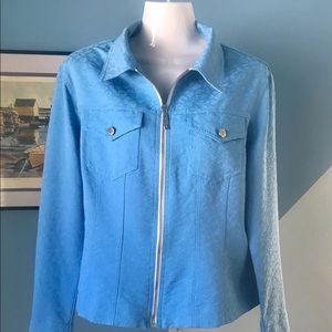 Roccobarocco Italian Designer Robin Egg Blue Zippered Jacket, Size 10
